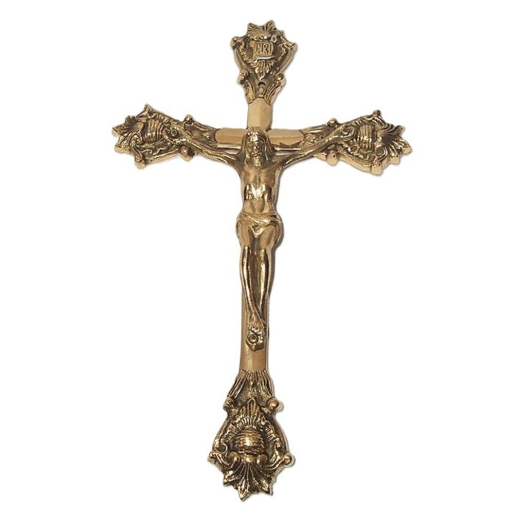 Linoows Dekoobjekt Kruzifix, Jesus am Kreuz, massives Messing Kreuz, Jesus  Kreuz aus poliertem Messing