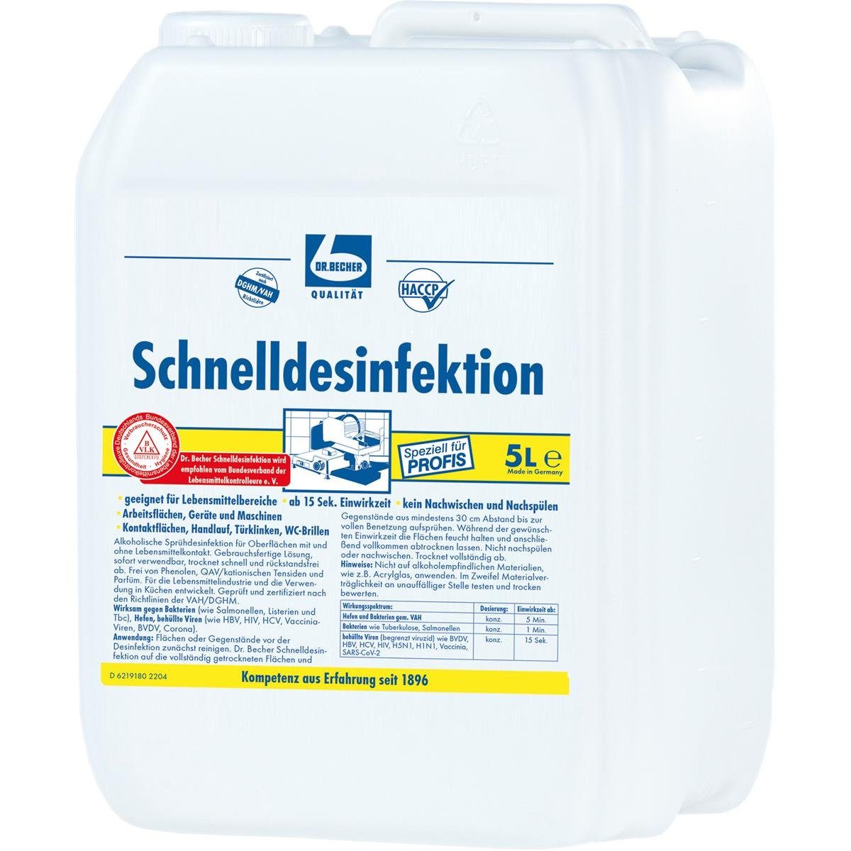 5 Becher Pack) Becher Schnelldesinfektion Dr. Liter (1er Dr. Spezialwaschmittel