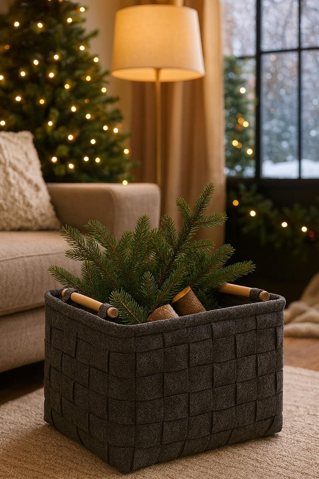 Kobolo Kaminholzkorb Filzkorb Aufbewahrungskorb dunkelgrau 41x33x30cm (1 St günstig online kaufen