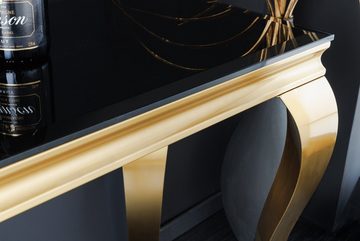 riess-ambiente Konsolentisch MODERN BAROCK 145cm schwarz / gold (Einzelartikel, 1-St), Flur · Opalglas · Edelstahl · eckig