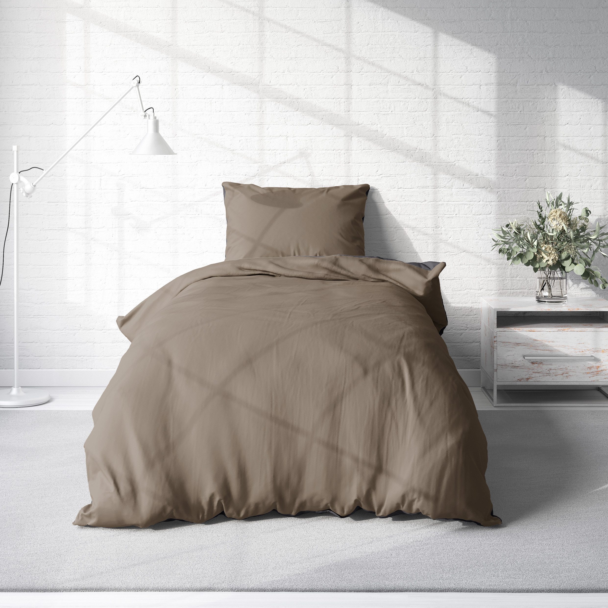One Home Bettwäsche Doubleface, Mikrofaser, 4 teilig, Uni Wende mit Reißver günstig online kaufen