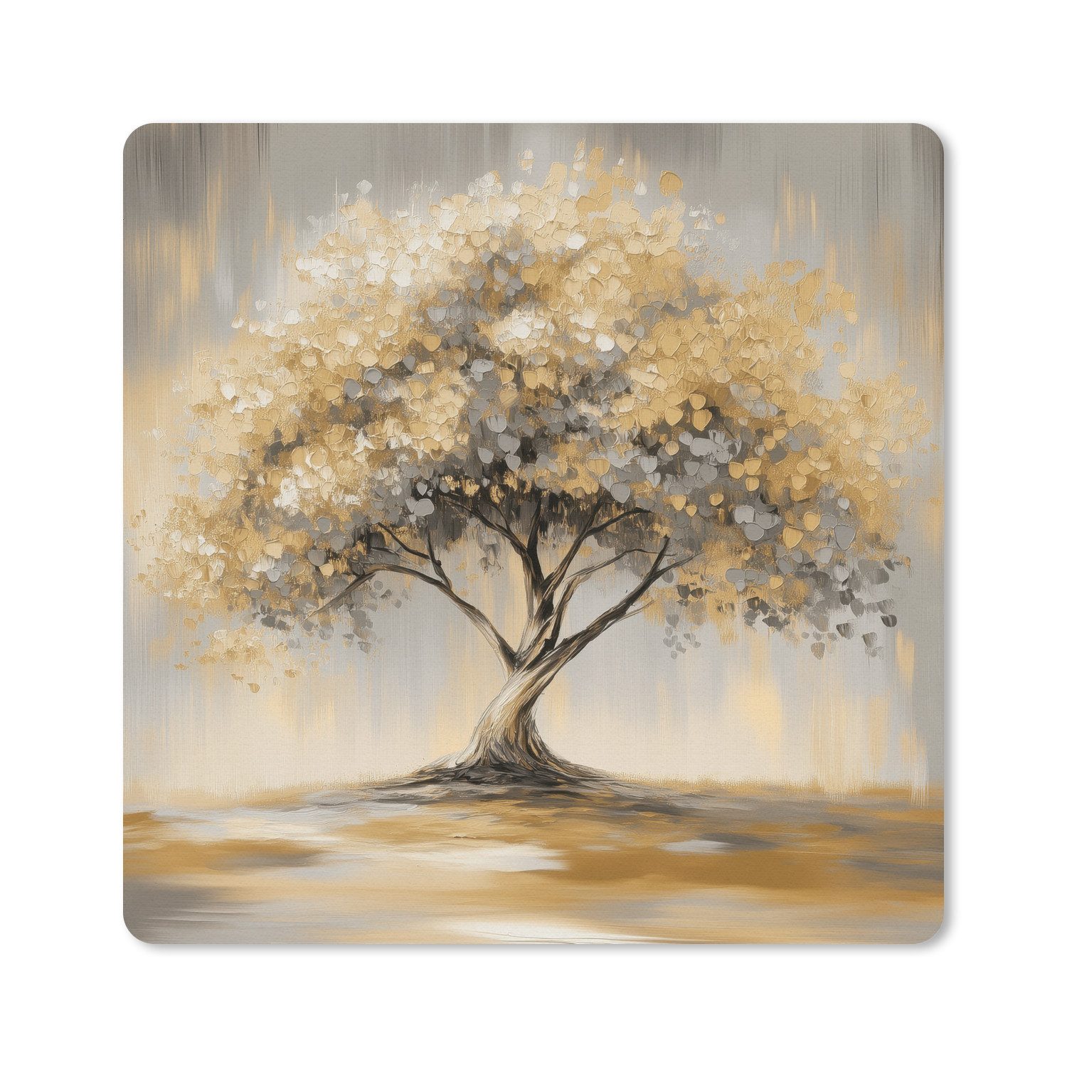 MuchoWow Mauspad Gemälde - Baum - Abstrakt - Blätter (1-St), Mousepad, Schreibtisch Zubehör, Deko, 20x20 cm