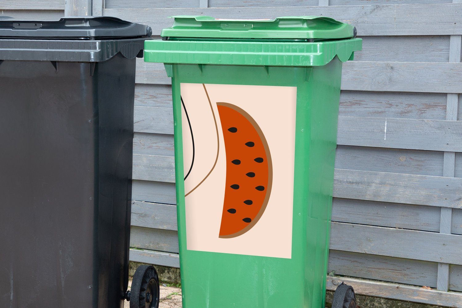 Sommer (1 Sticker, Pastell Mülltonne, Wassermelone Mülleimer-aufkleber, MuchoWow - St), Abfalbehälter Wandsticker - Container,