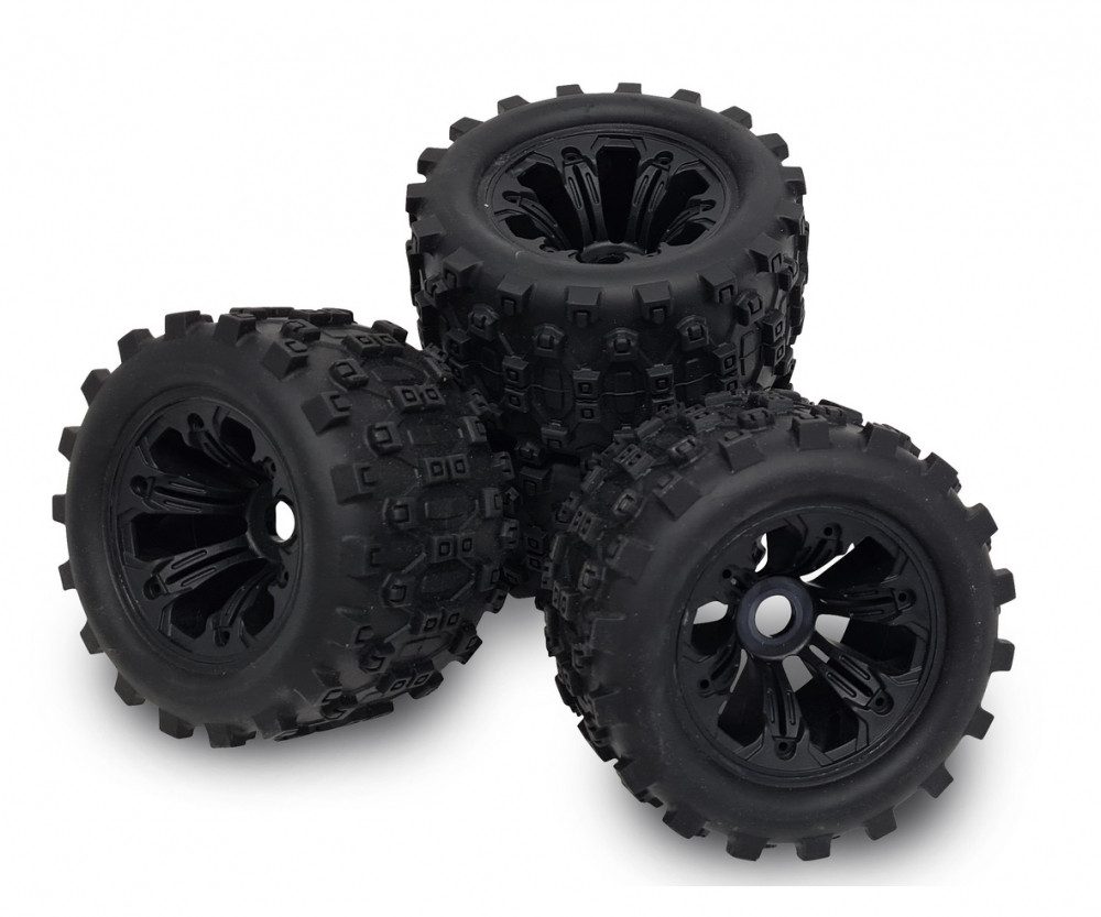 CARSON Carson 1:8 Reifen Räder Set (4) schwarz King of Dirt RC-Ladegerät