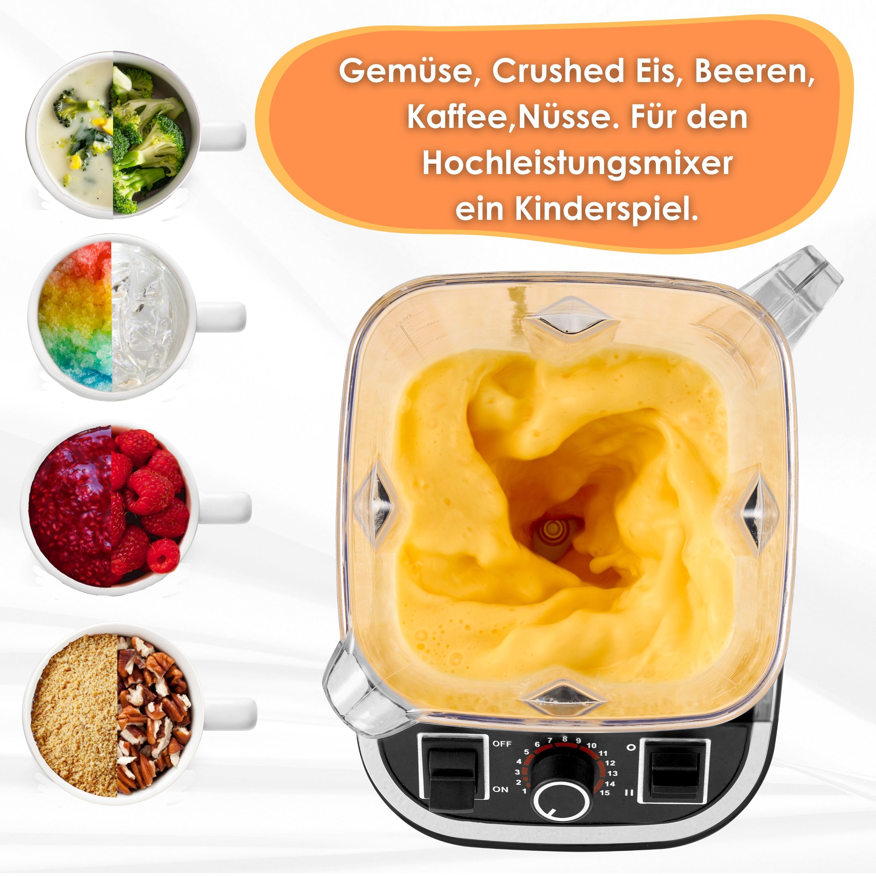 STEINBORG Standmixer SB-7060, 1500 W, 2 Liter Mixbehälter,Tritan-Material (BPA-frei),6-Blatt-Design Klingen