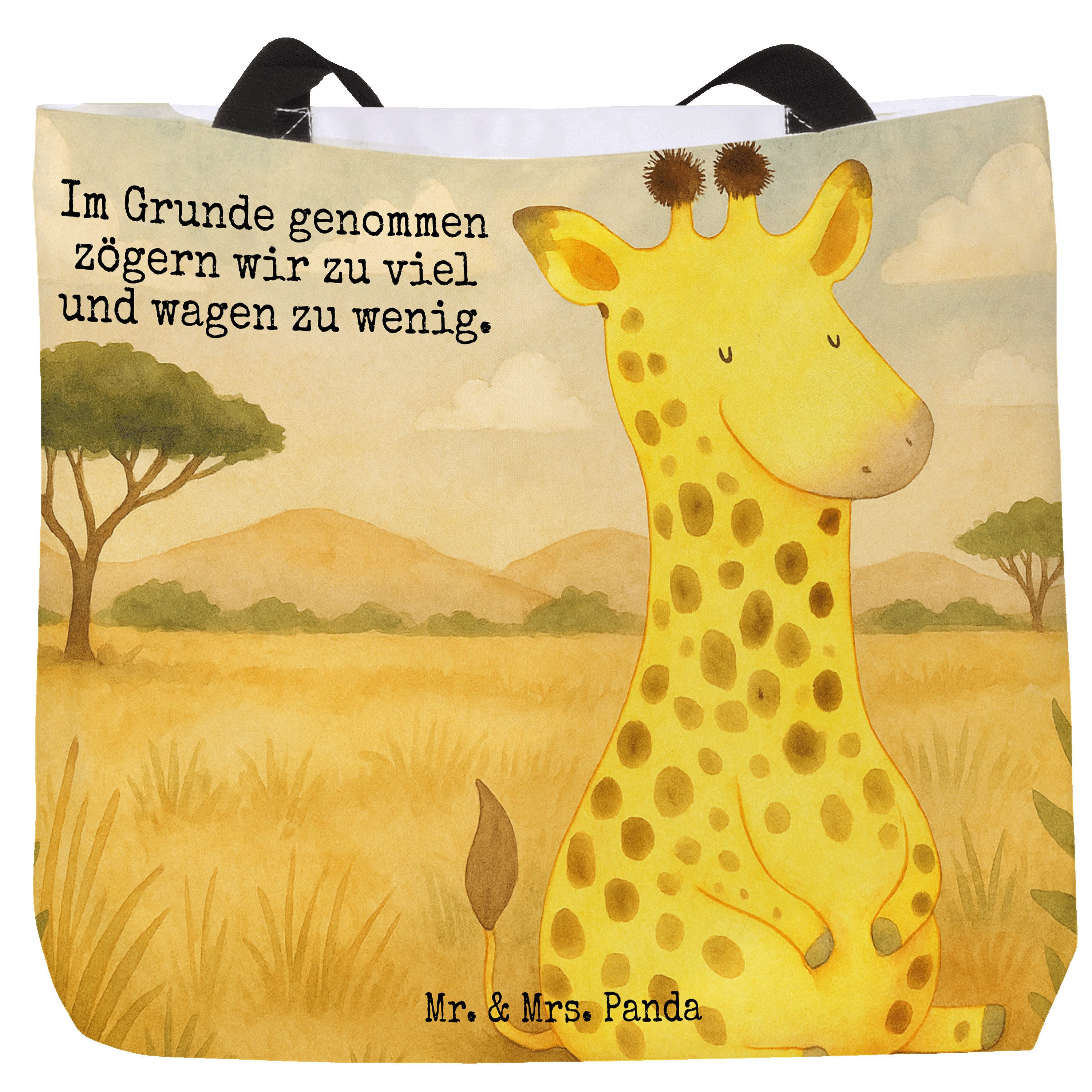 Shopper Giraffe Zufrieden Design, Tote Bag, Weiß, Reisetasche, Tasche, Afrika