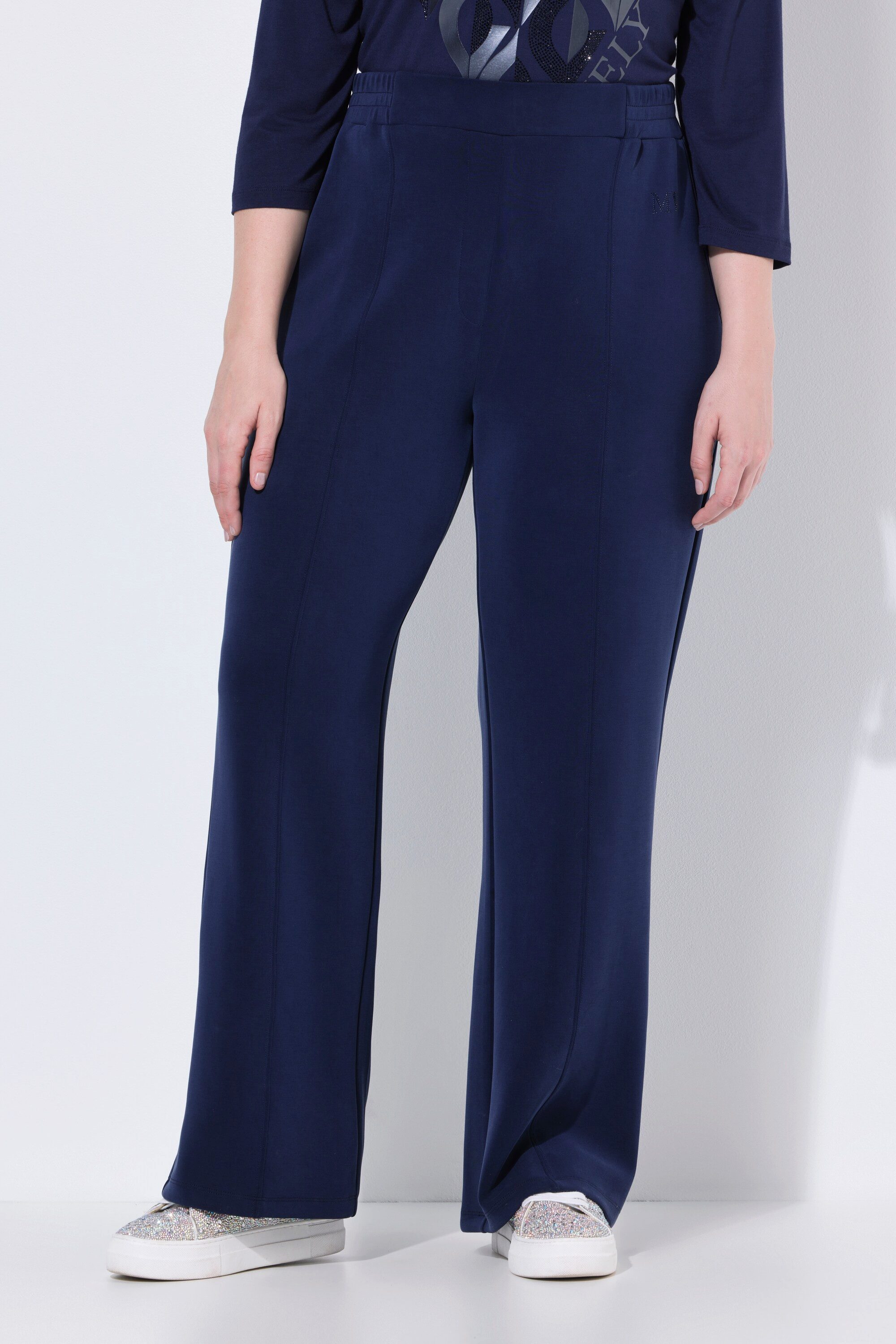 Ulla Popken Schlupfhose Sweathose weites gerades Bein Biesen Elastikbund günstig online kaufen