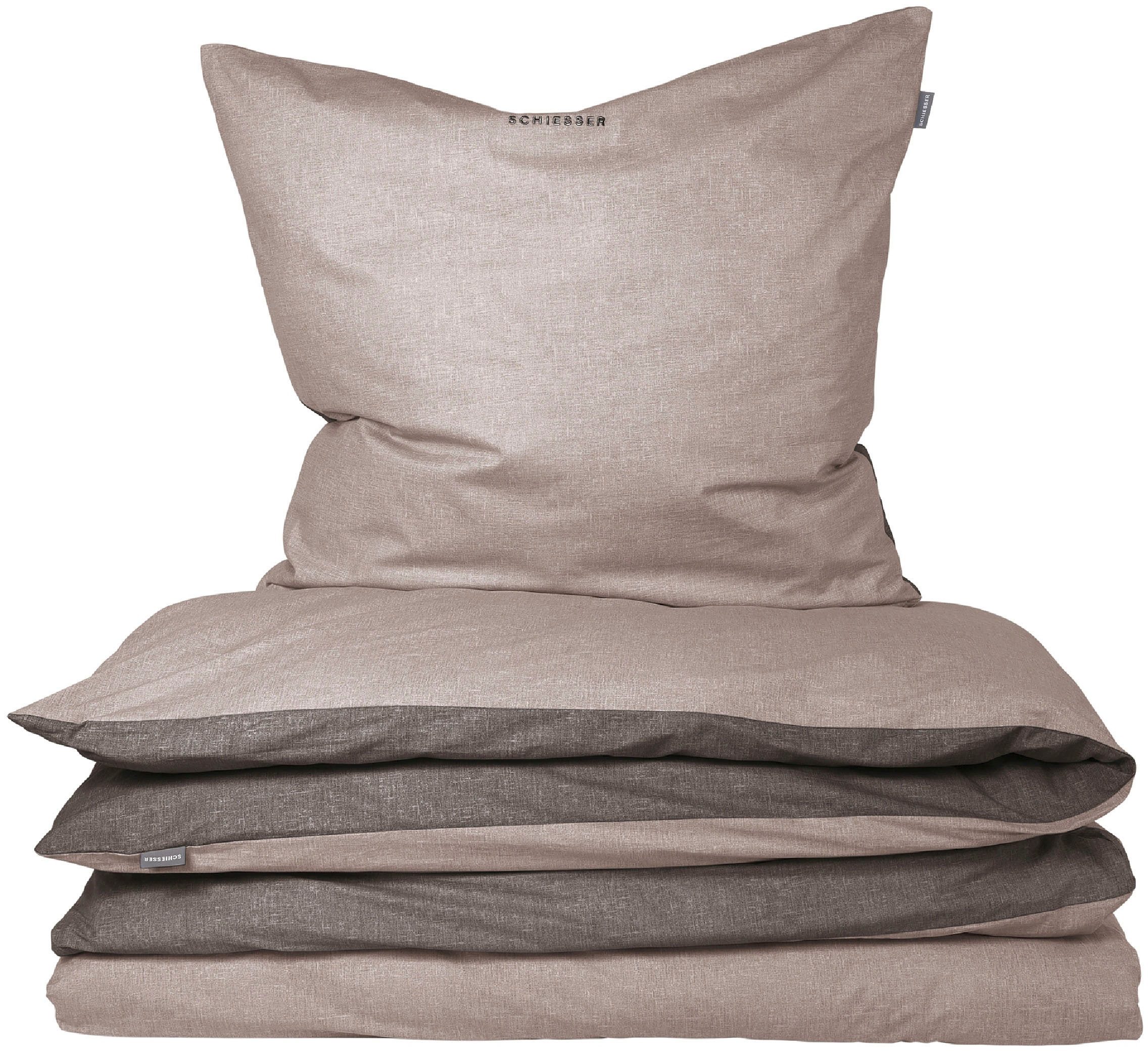 Schiesser Wendebettwäsche Doubleface aus weicher Baumwolle mit edlem Melang günstig online kaufen