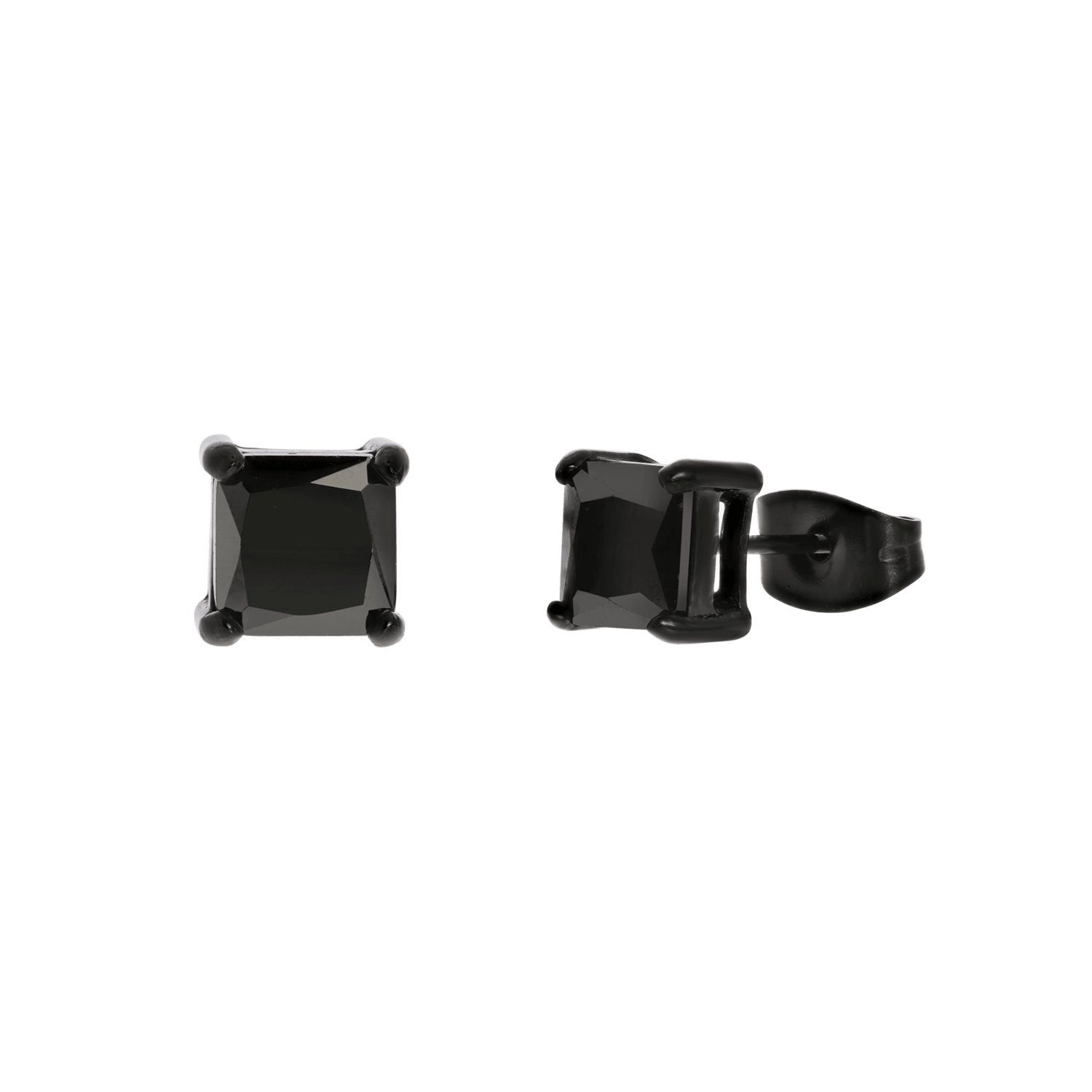 LUCARDI Paar Ohrstecker Ohrring - Stahl - Schwarz - Zirkonia - Herren