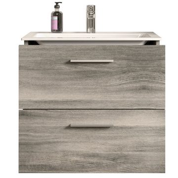 Newroom Waschbeckenunterschrank Fiona Waschbeckenunterschrank Rauchsilber Modern Badschrank Standschrank Bad