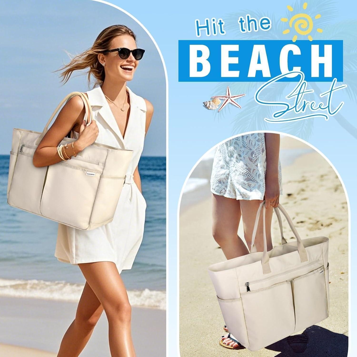 LuxusKollektion XL-Strandtasche Strandtasche XXL Wasserdicht 40L Badetasche mit Reißverschluss