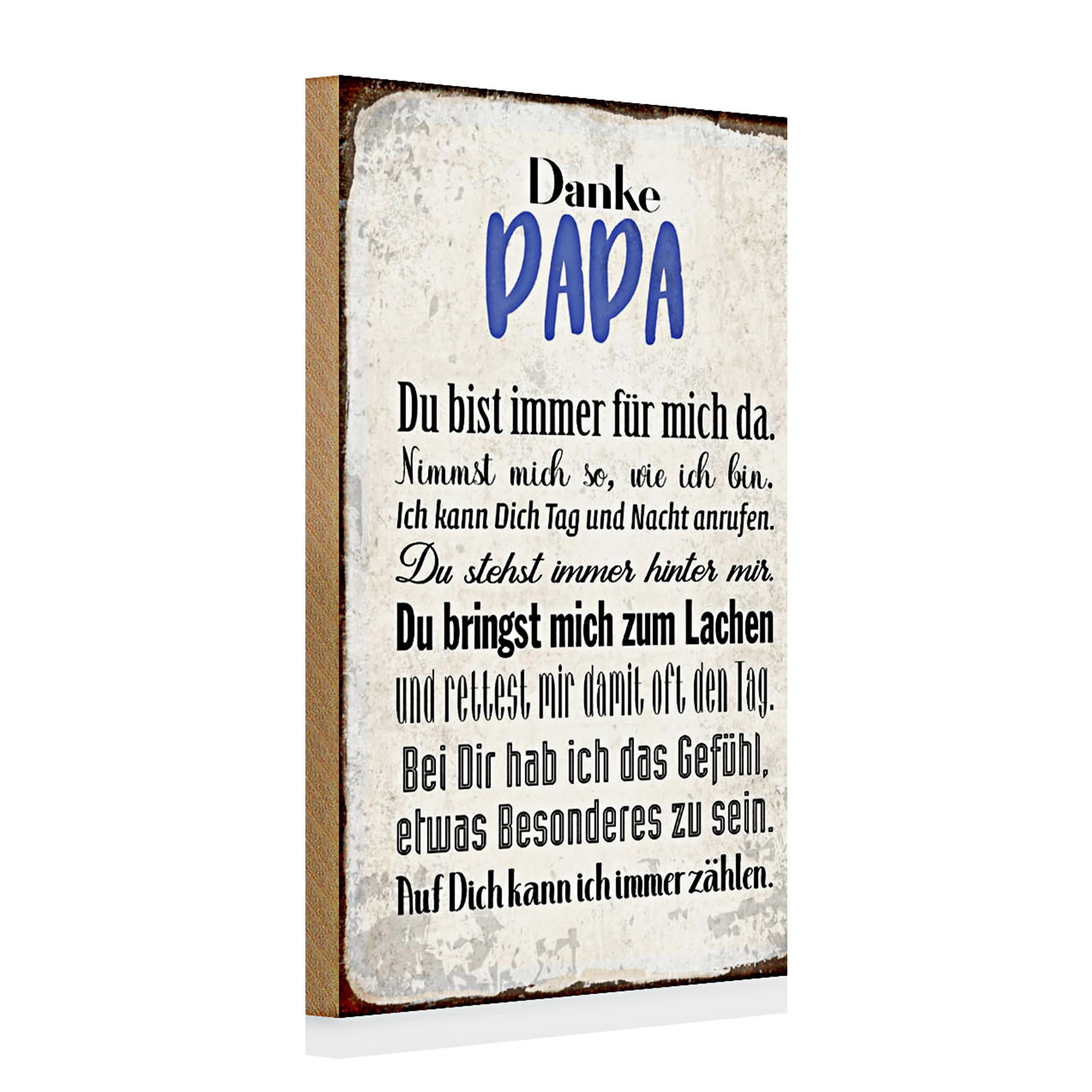 Holzbild Holzschild Spruch 20x30cm Danke Papa du bist für mich da