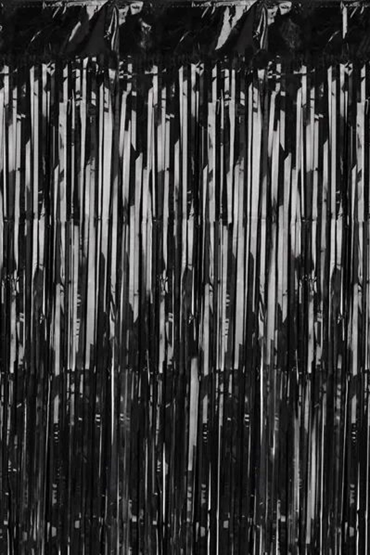 partydeco Hängedekoration Türvorhang Lametta 100x200cm, Schwarz