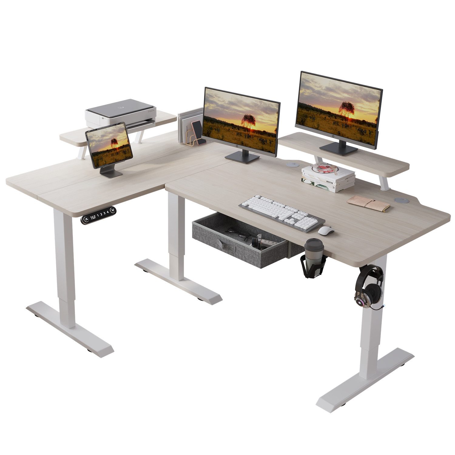 lvylvy Computertisch L-förmiger, höhenverstellbarer Tisch mit günstig online kaufen