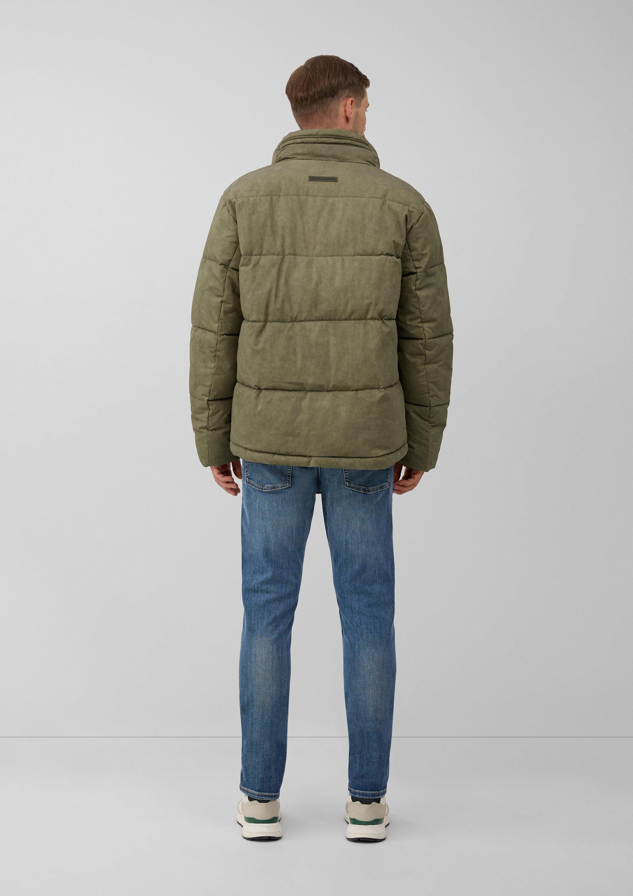 s.Oliver Winterjacke Outdoor-Jacke Gewaschene Pufferjacke aus Baumwolle mit Strickkragen