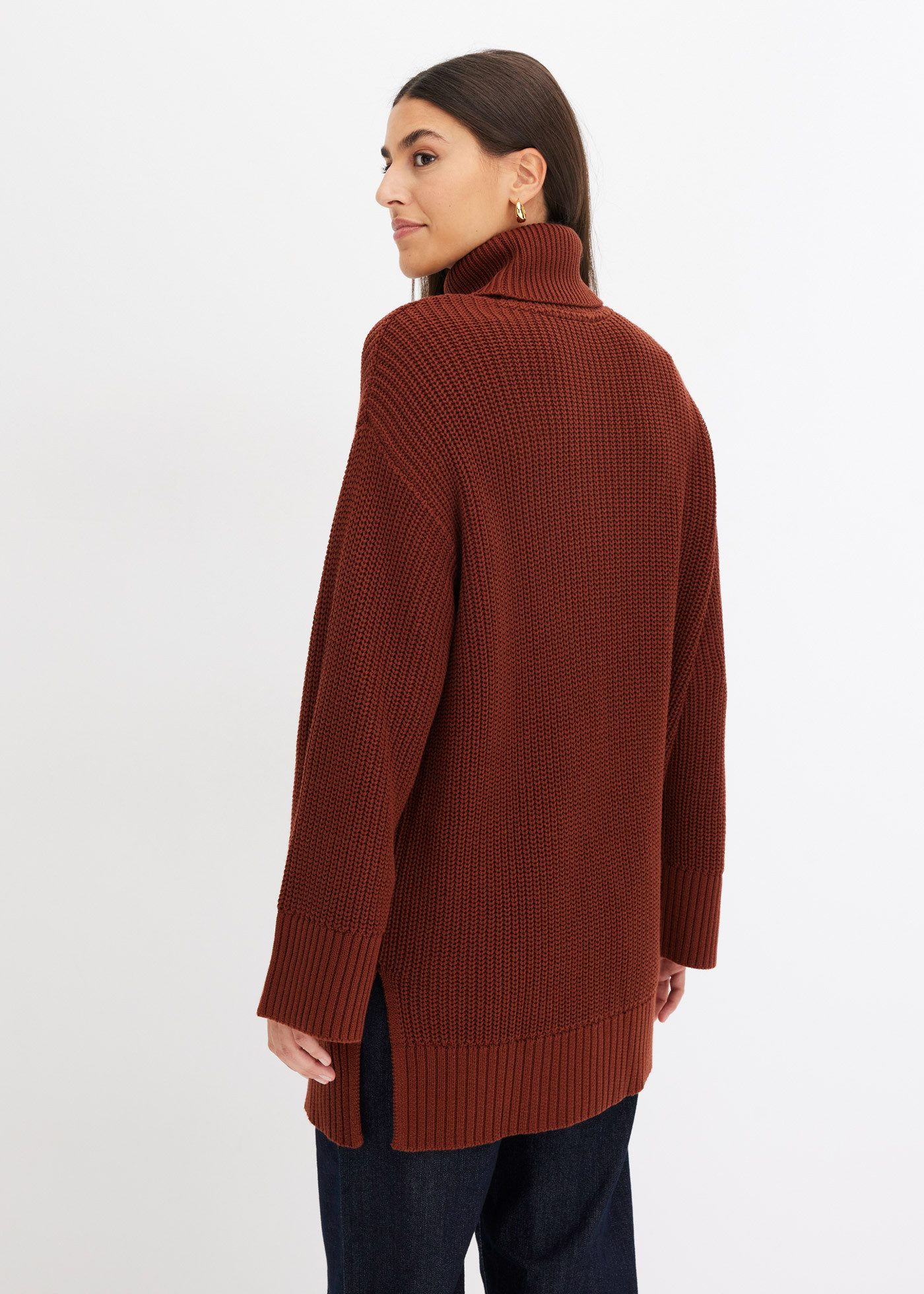 bonprix Rollkragenpullover aus Baumwoll-Mix, mit Rollkragen, mit Seitenschlitzen