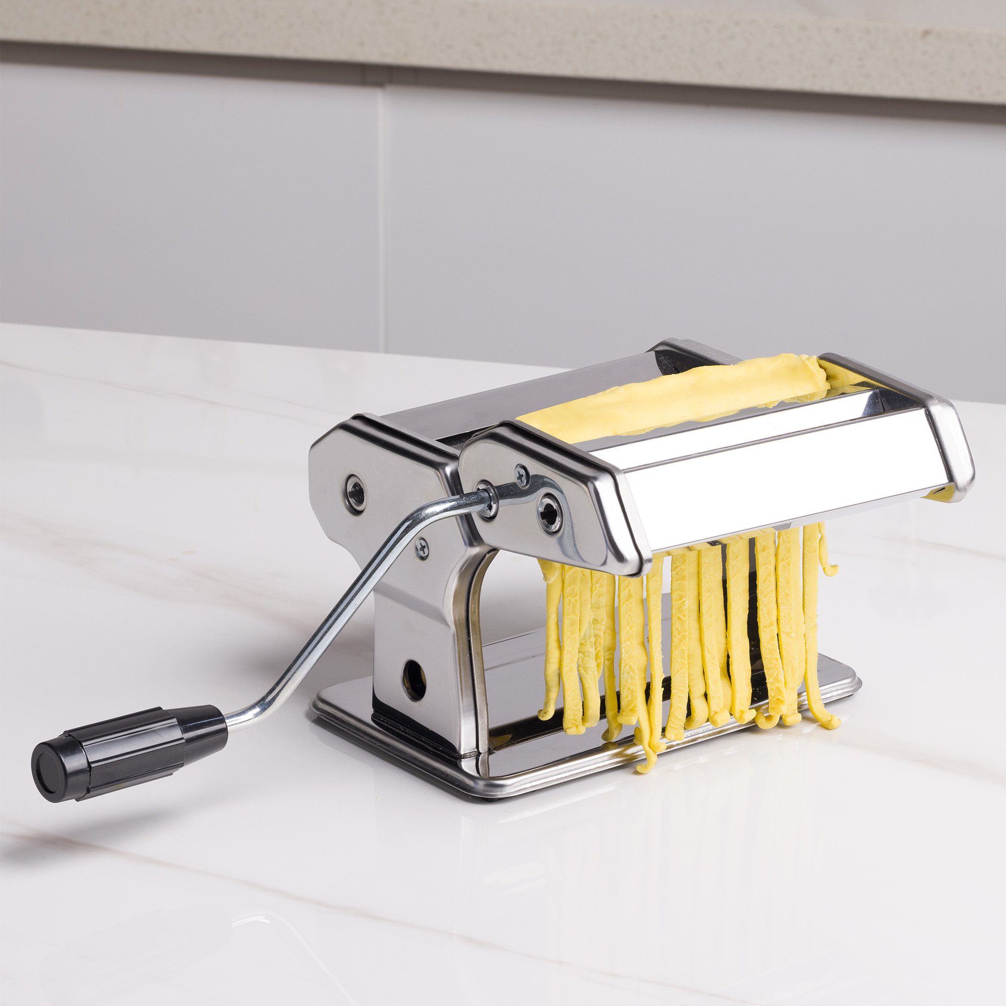 Nudelmaschine Navaris Pasta Maker Nudelmaschine Spaghetti Pasta mit Maschine Holzgriff für -