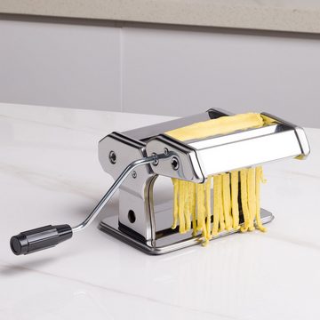 Navaris Nudelmaschine Nudelmaschine Pasta Maschine mit Holzgriff - Pasta Maker für Spaghetti