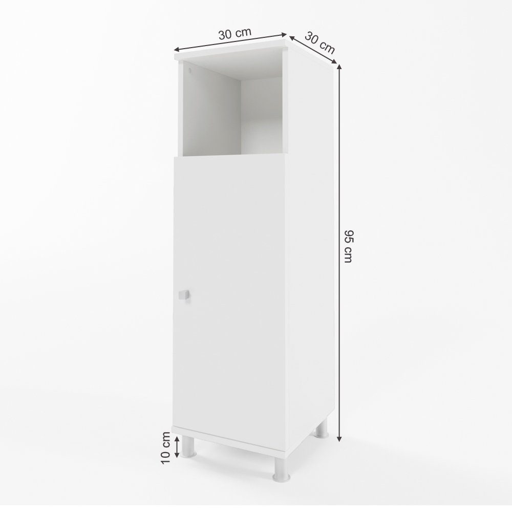 Vicco Midischrank Fynn, Weiß, 30 x 95 cm (1-St) verstellbar