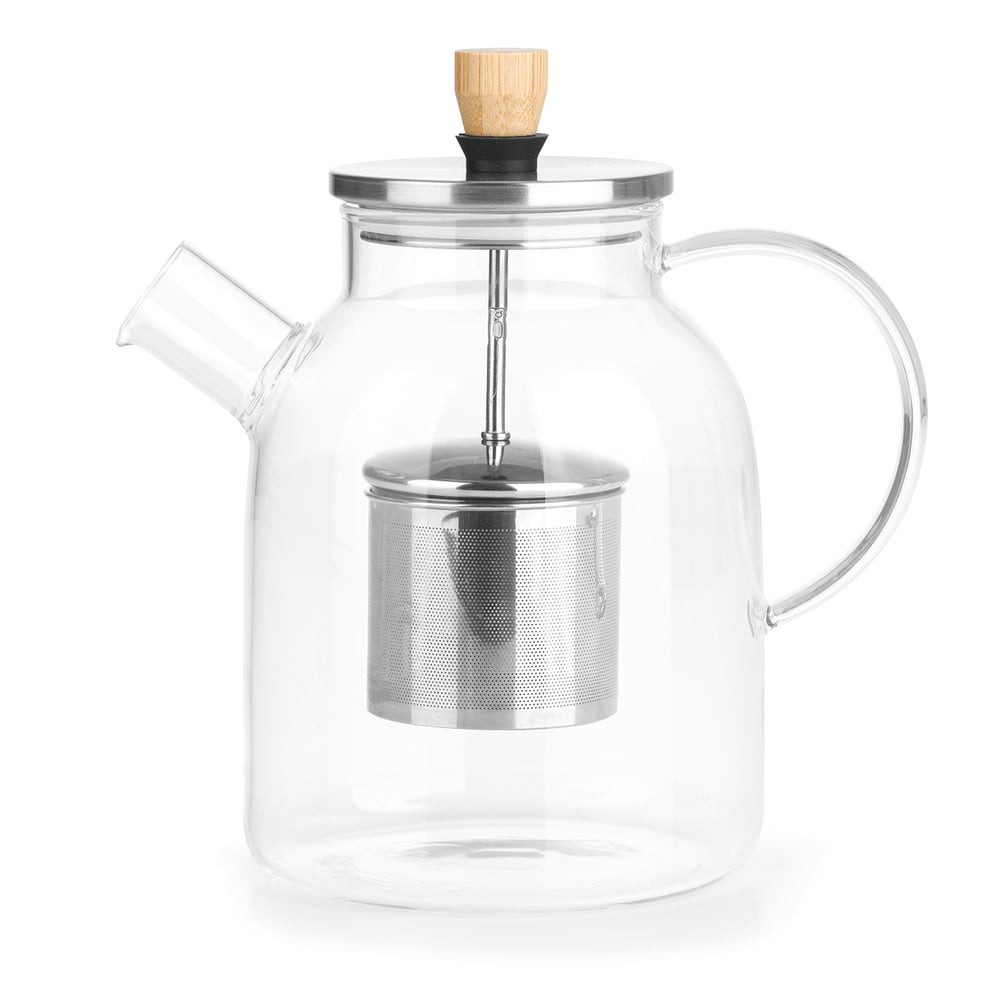 BEEM Teekanne geeignet für Stövchen, hitzebeständige Glaskanne mit Teesieb, Teefilter 1,5l