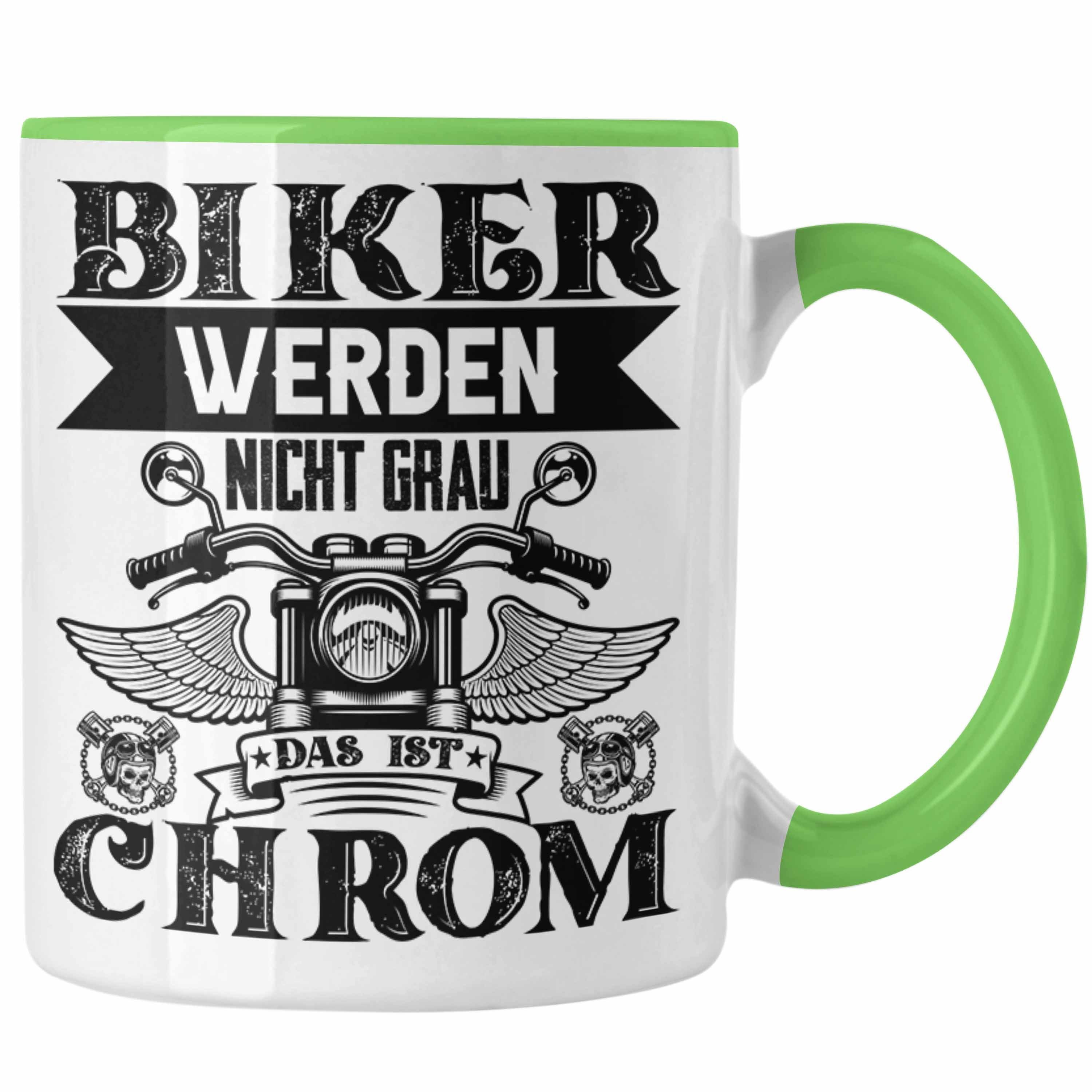 Trendation Tasse Trendation - Motorradfahrer Tasse Geschenk Männer Biker Werden Nicht Grau Lustiger Spruch für Biker Grün