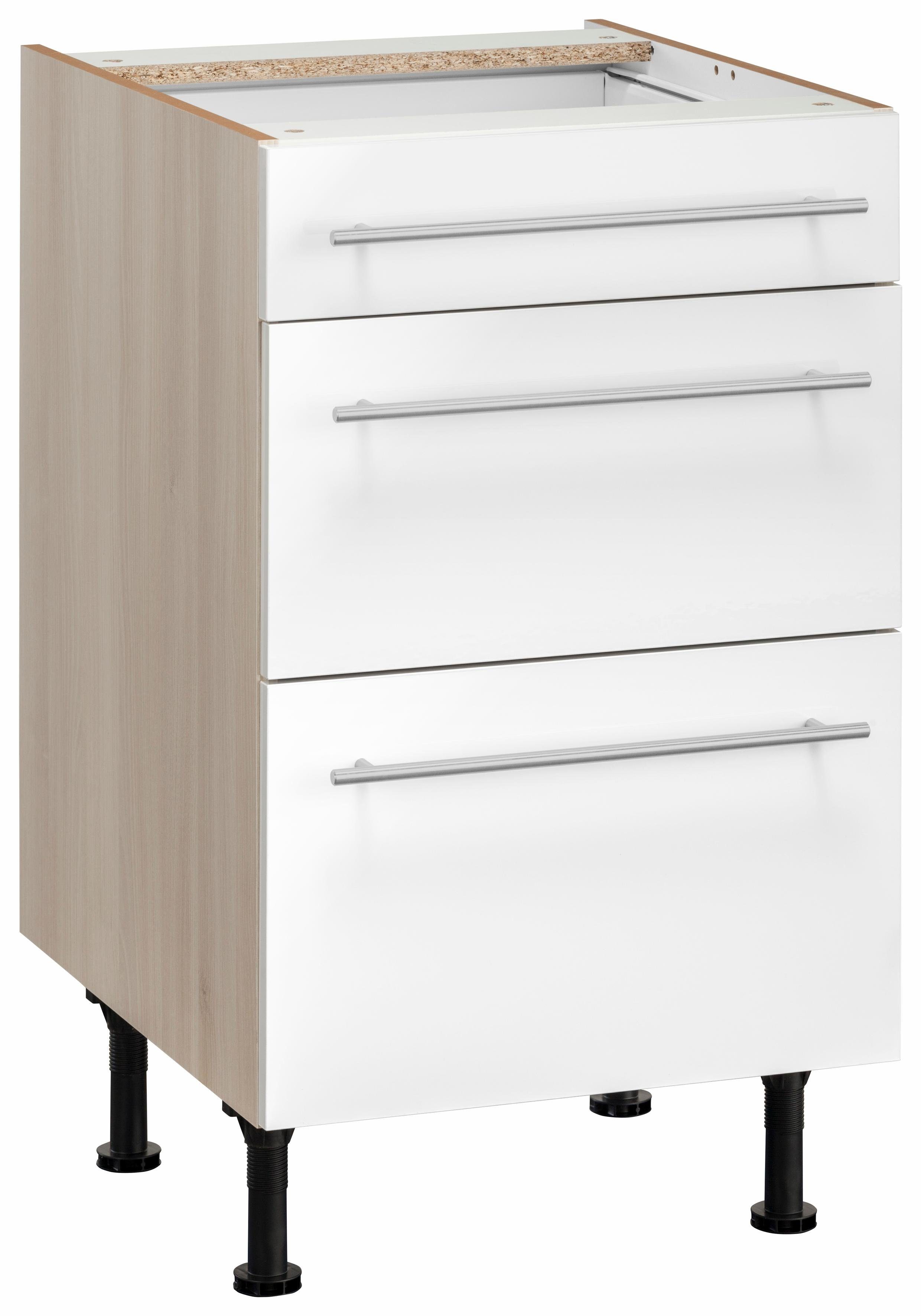 OPTIFIT Unterschrank Bern 50 cm breit, mit Schubkasten und 2 Auszügen, höhenverstellbare Füße