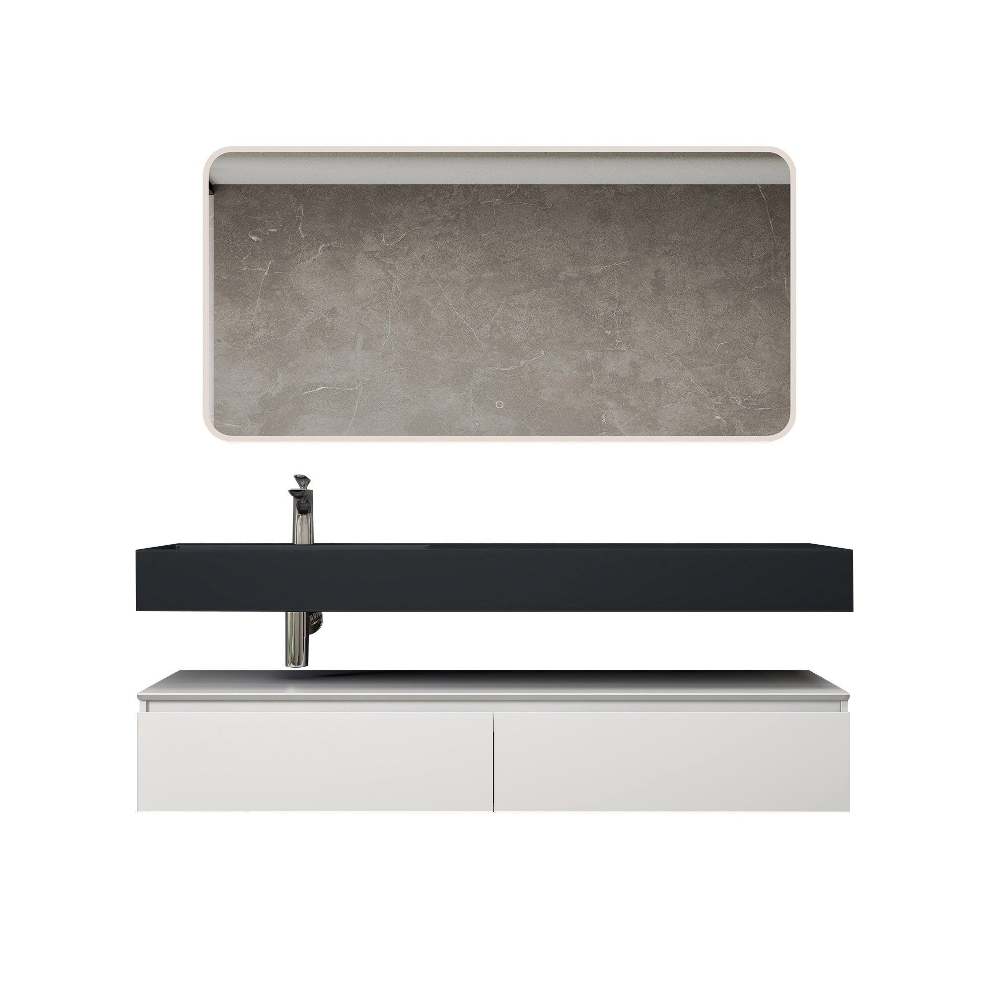 doporro Badmöbel-Set Waschtisch mit Unterschrank 150cm günstig online kaufen
