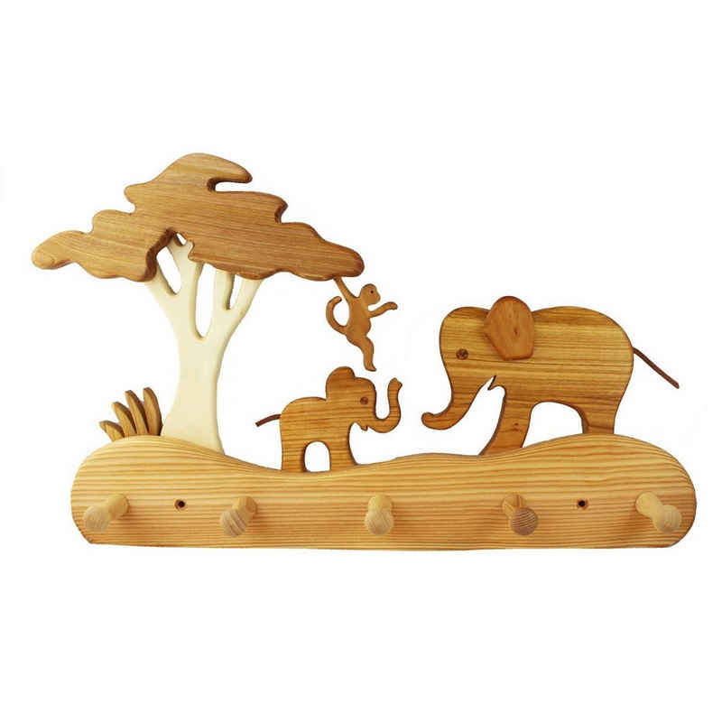 mitienda Garderobenhaken Kindergarderobe aus Holz, Elefanten