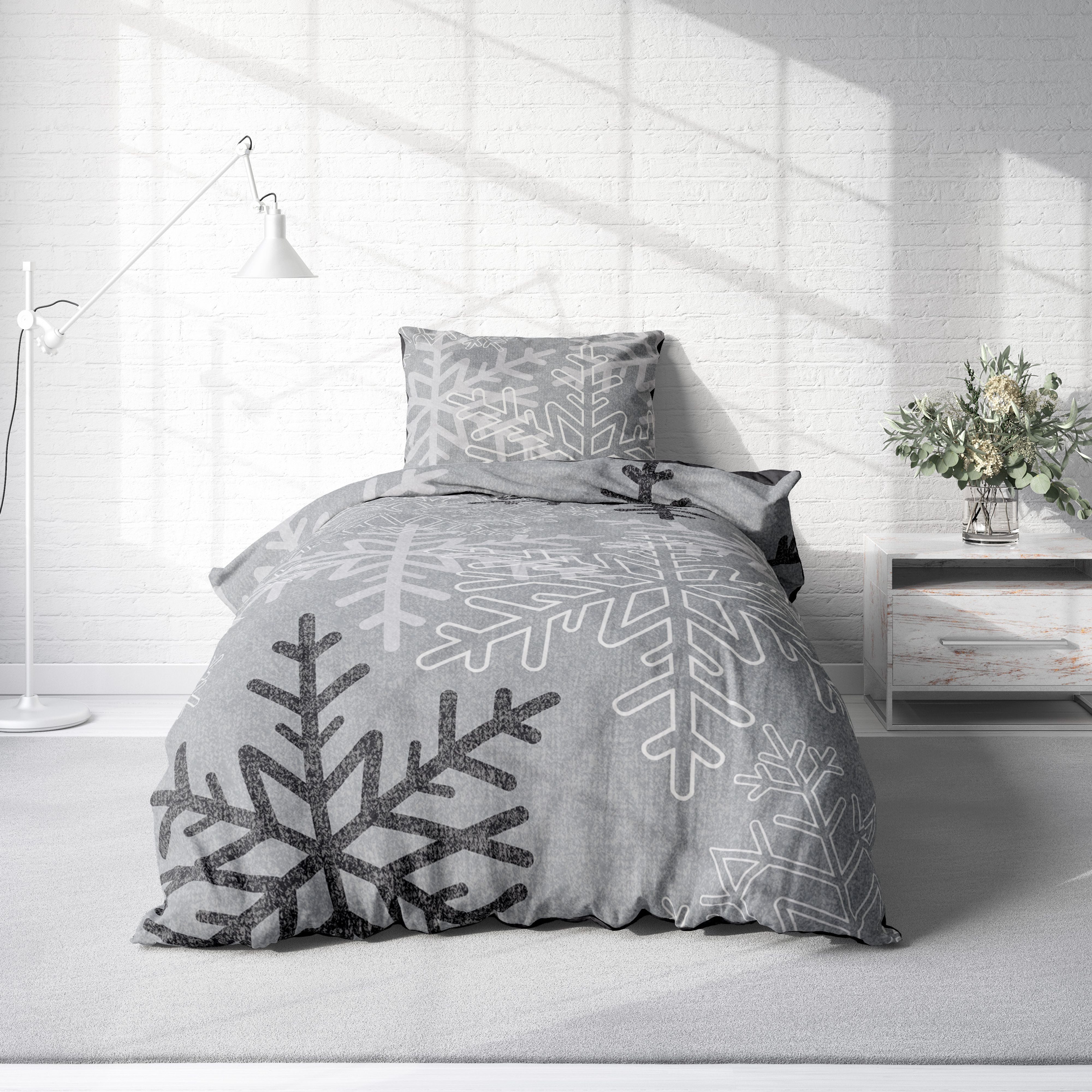 One Home Bettwäsche Snowflakes, Fleece, 2 teilig, Kristalle und Schneeflock günstig online kaufen