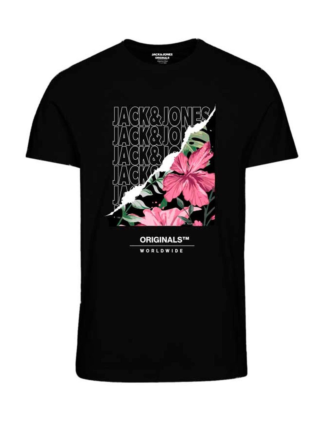Jack (1-tlg) 12232998 T-Shirt aus JORBOOSTER & 3 Jones Black Baumwolle