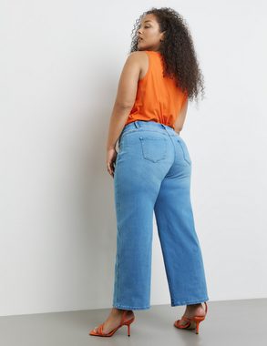 Samoon Stretch-Jeans Weite 7/8 Jeans mit Flower-Bleachings