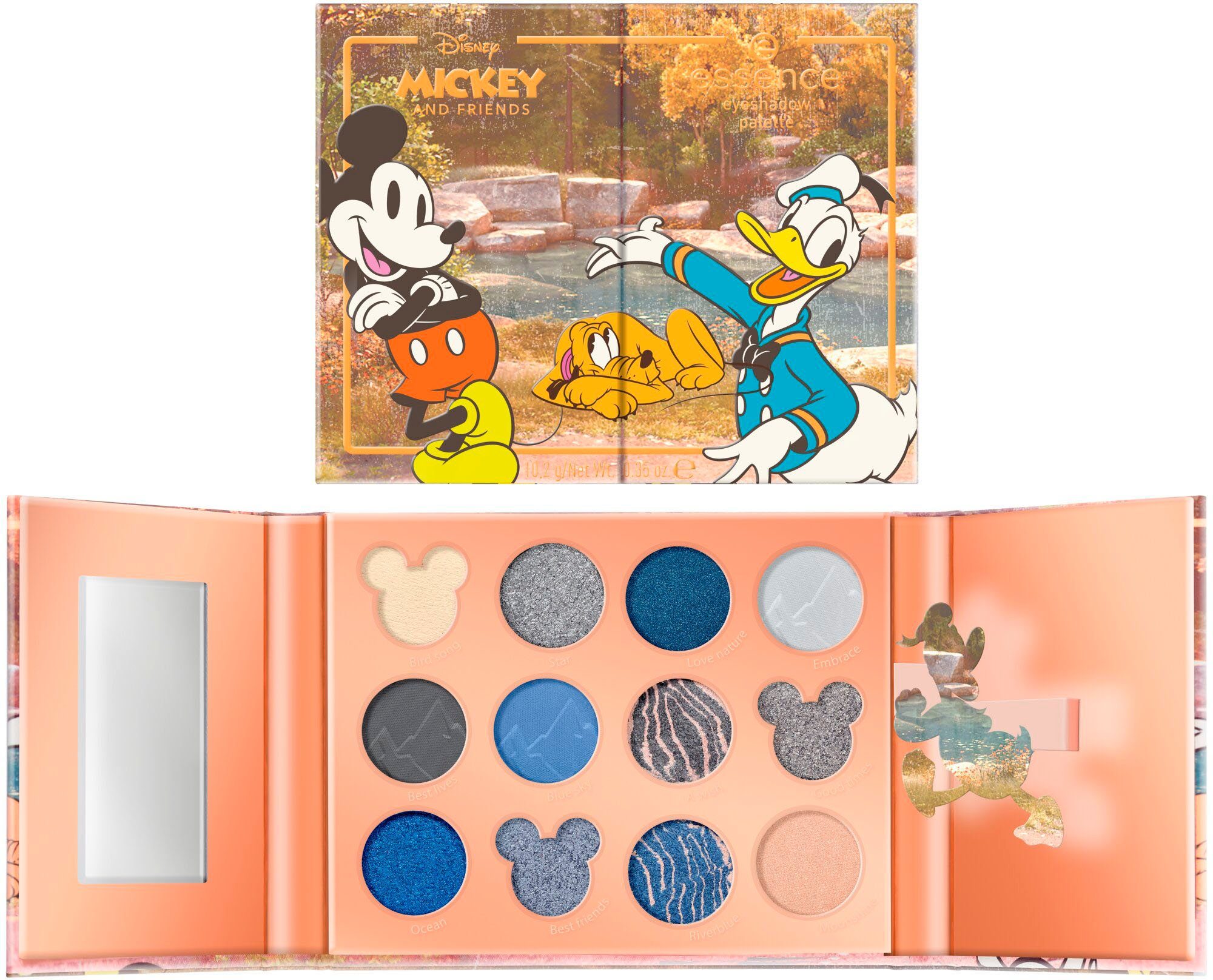 Essence Lidschatten-Palette Disney Mickey unterschiedlichen Finishes eyeshadow and Augen-Make-Up Friends palette, mit