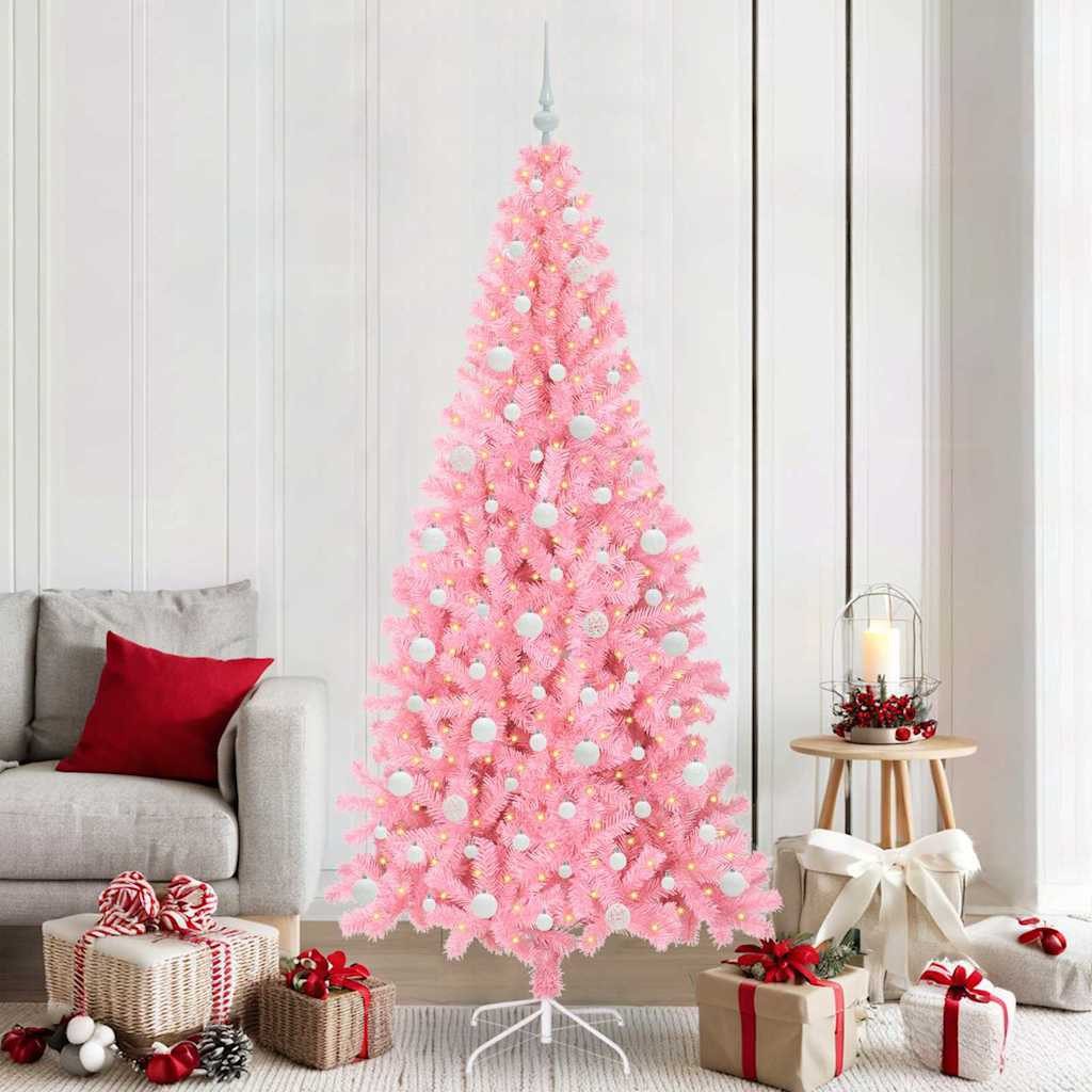 vidaXL Künstlicher Weihnachtsbaum Weihnachtsbaum Rosa 210 cm PVC