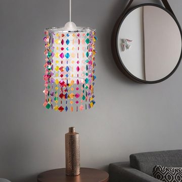 etc-shop LED Pendelleuchte, Leuchtmittel nicht inklusive, Decken Pendel Lampe Kinder Zimmer Textil Kristall Hänge