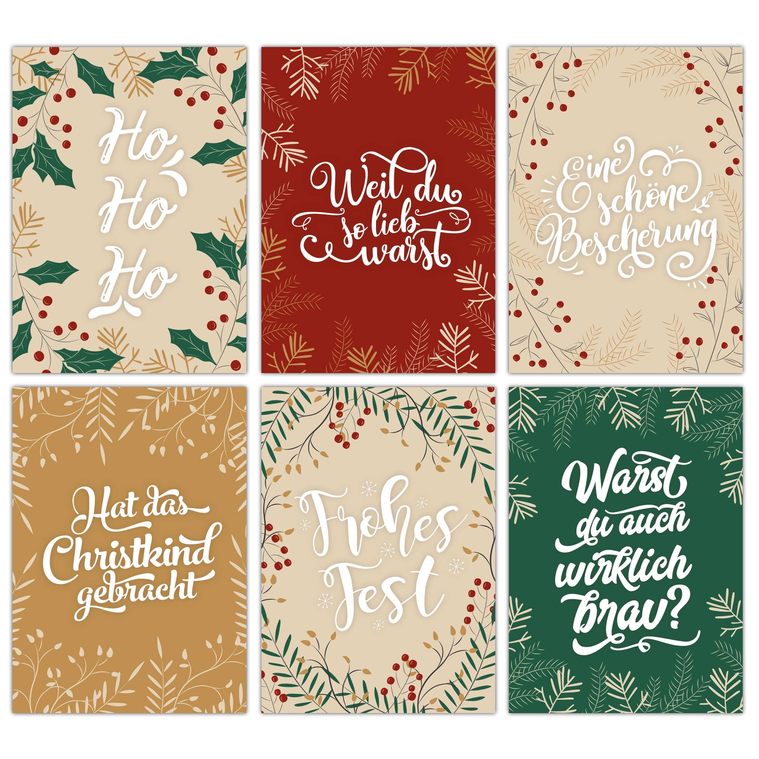 PAPIERDRACHEN Weihnachtskarte Weihnachtskartenset - liebevoll gestaltete Postkarten zu Weihnachten