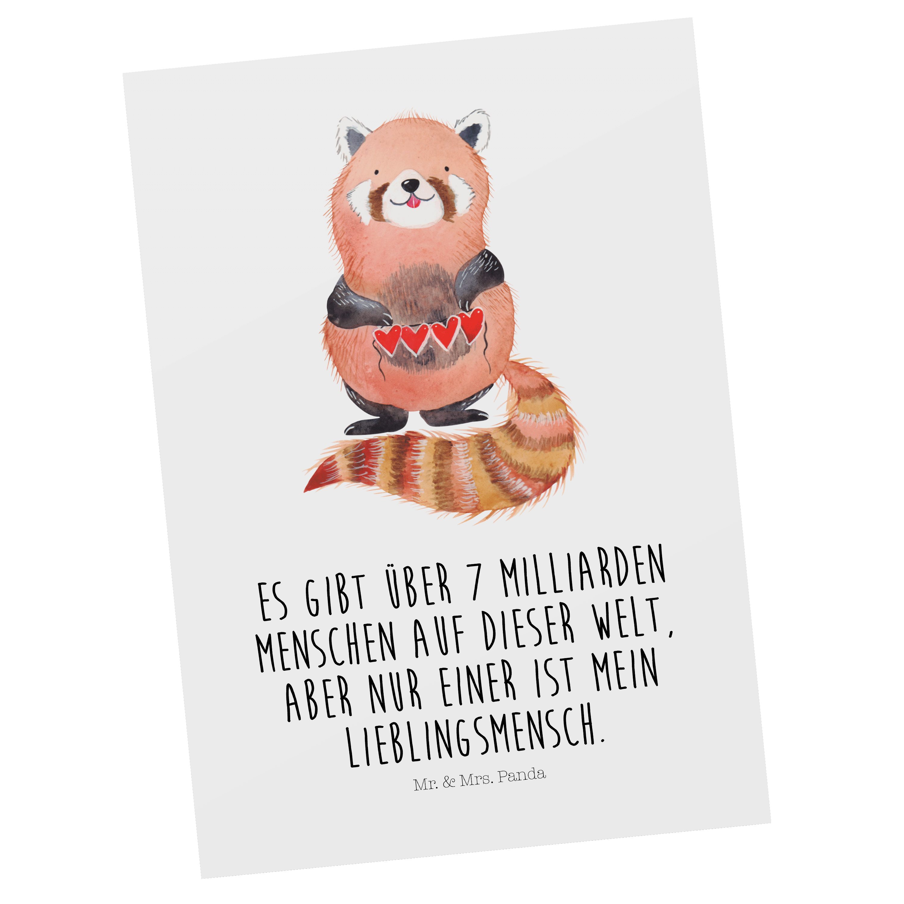 Mr. & Mrs. Panda Postkarte Roter Panda - Weiß - Geschenk, Dankeskarte, Gute Laune, Tiermotive, G