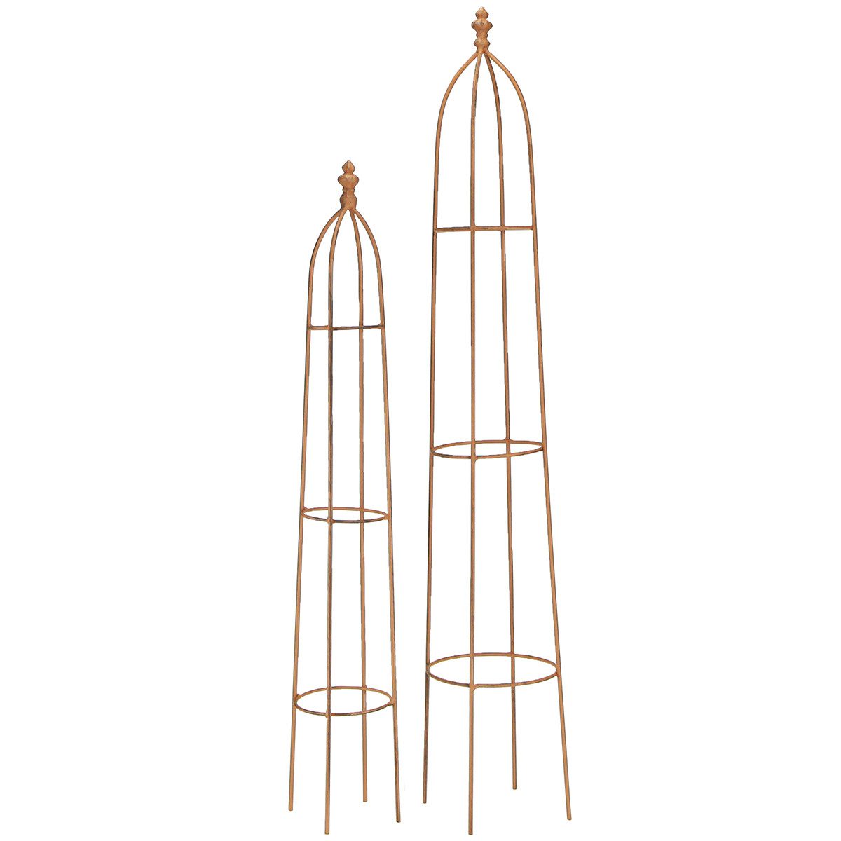 Posiwio Gartenfigur Rankhilfe Metall Rost Obelisk Set Vintage Garten 69/86cm