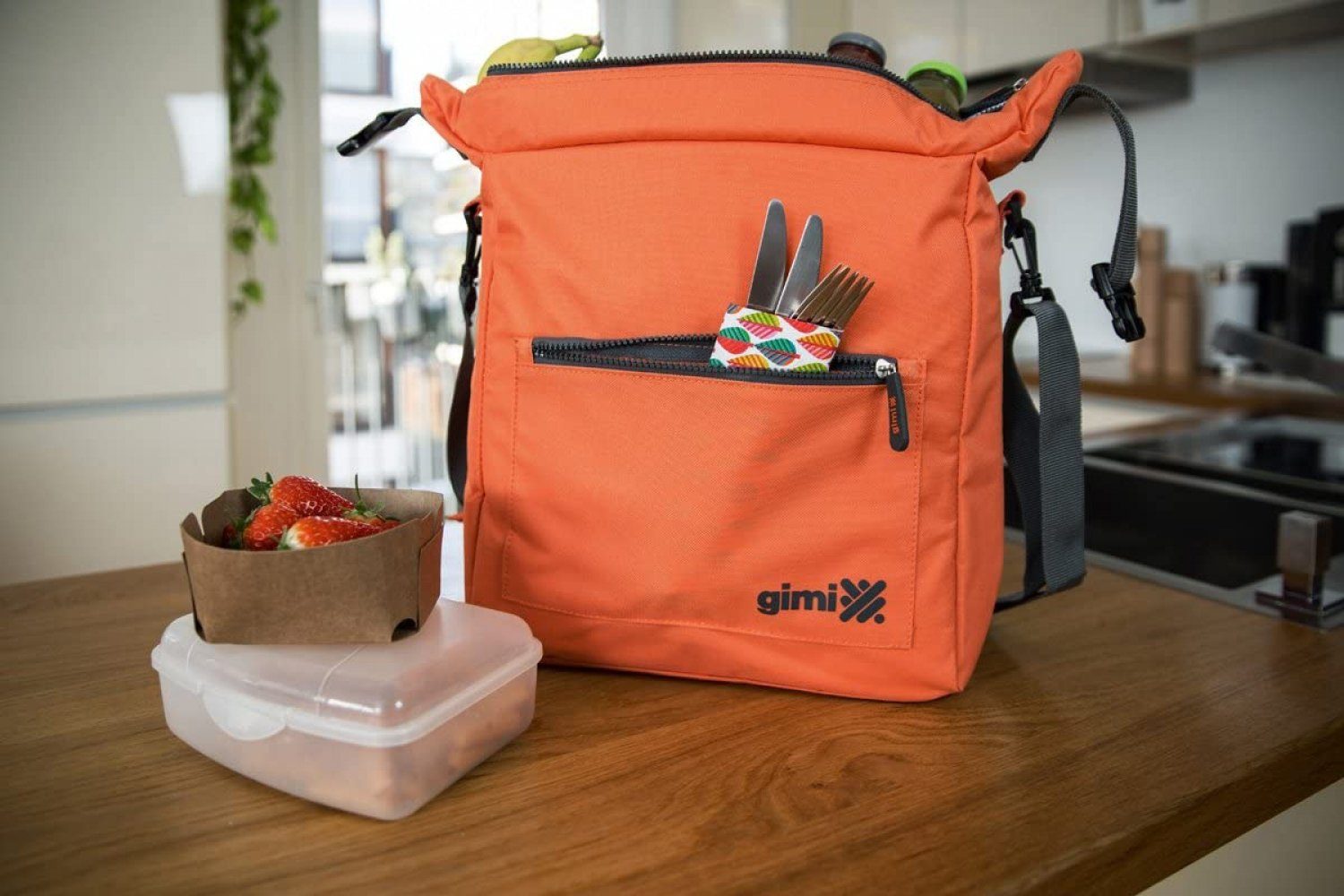 Gimi Lunchbox Gimi Kühltasche Thermo Rucksack Bag, ORANGE, warme Speisen kalte Speisen Büro Picknick - 13 Liter, Ethylen-Vinylacetat