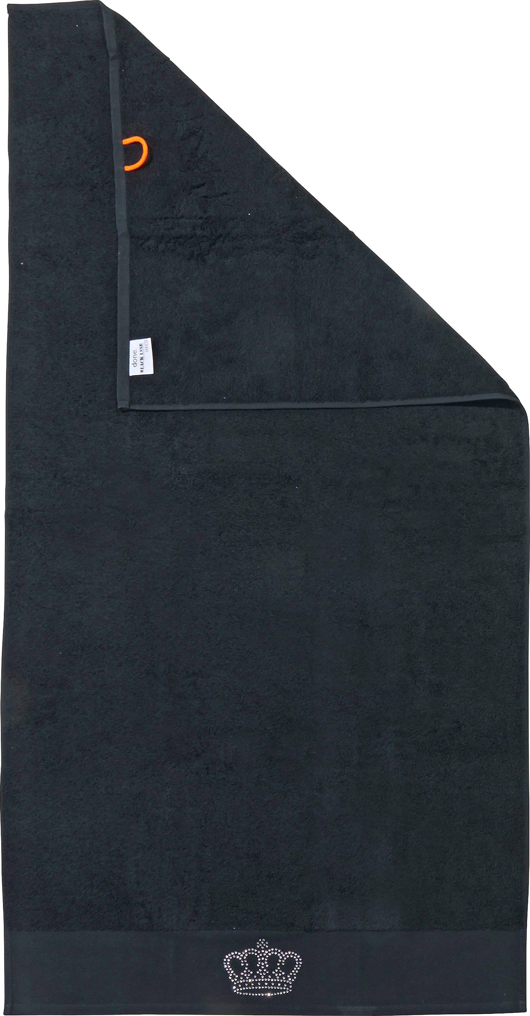 done.® Duschtuch Stone, Walkfrottier Motive Strass-Stein Applikationen, mit verschiedene (1-St), schwarz