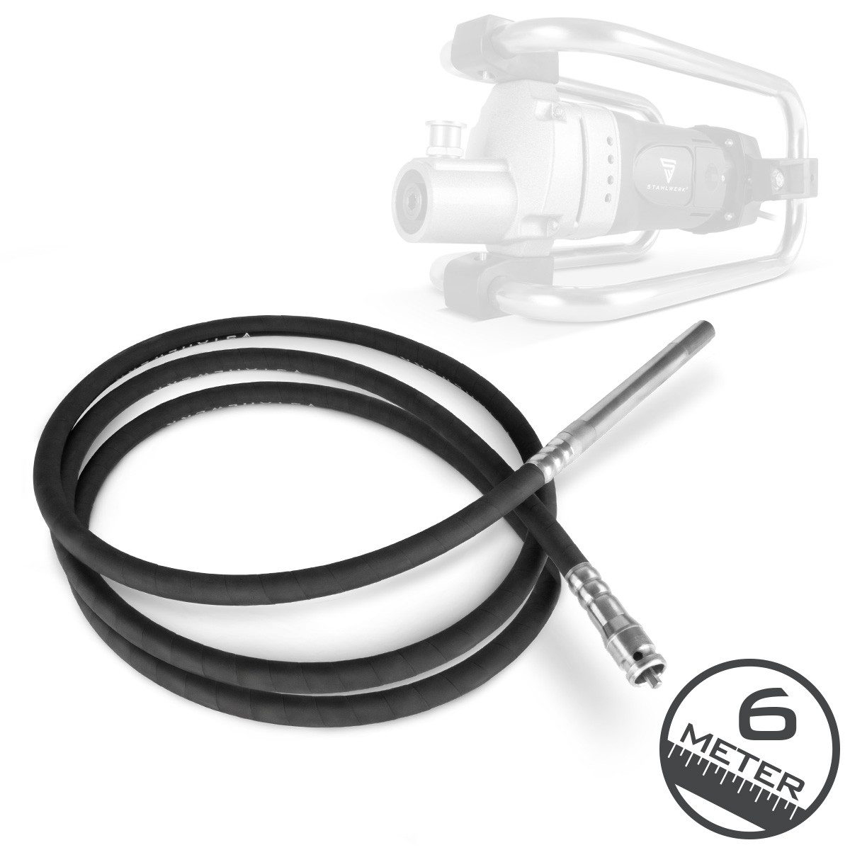 STAHLWERK Rührstab Rüttelflasche Ø 35 mm 600 cm Schlauchlänge Innenrüttler Betonrüttler, L: 600 cm