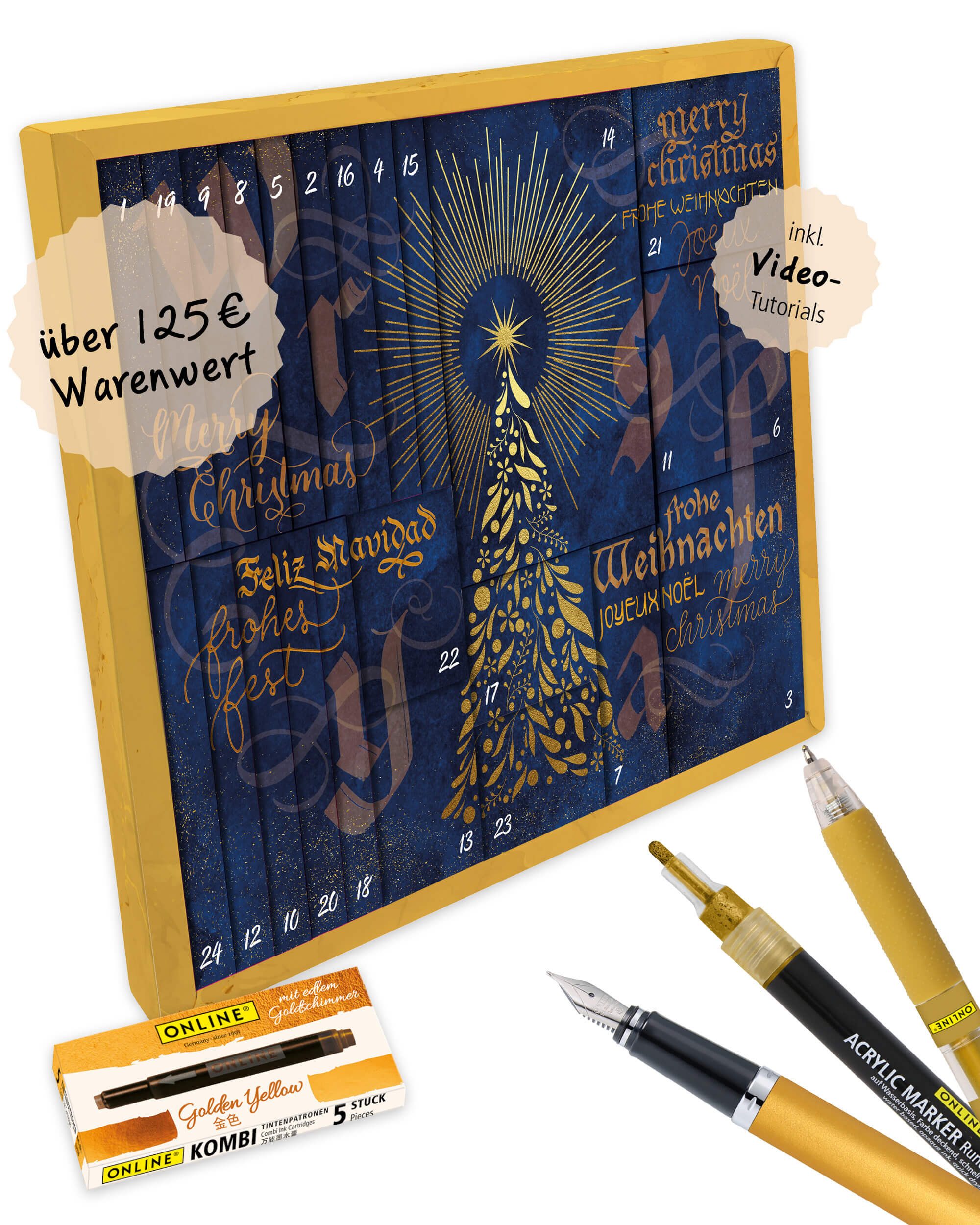 Online Pen Adventskalender Adventskalender 2026, Kreativ-Adventskalender Kalligraphie für Erwachsene mit 31 Produkten