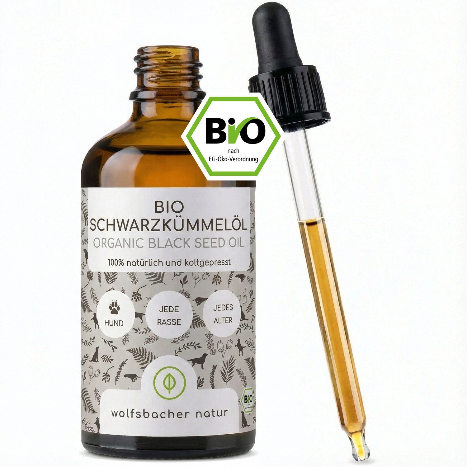 Wolfsbacher Natur Bio Schwarzkümmelöl für Hunde, für: Hund