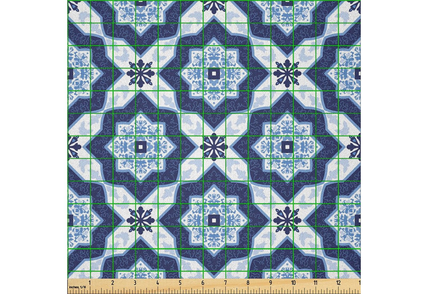 Thumbnail - Abakuhaus Stoff DIY Bastler Stoff für Dekorationszwecke, Blau Portugiesisch Azulejo Pattern