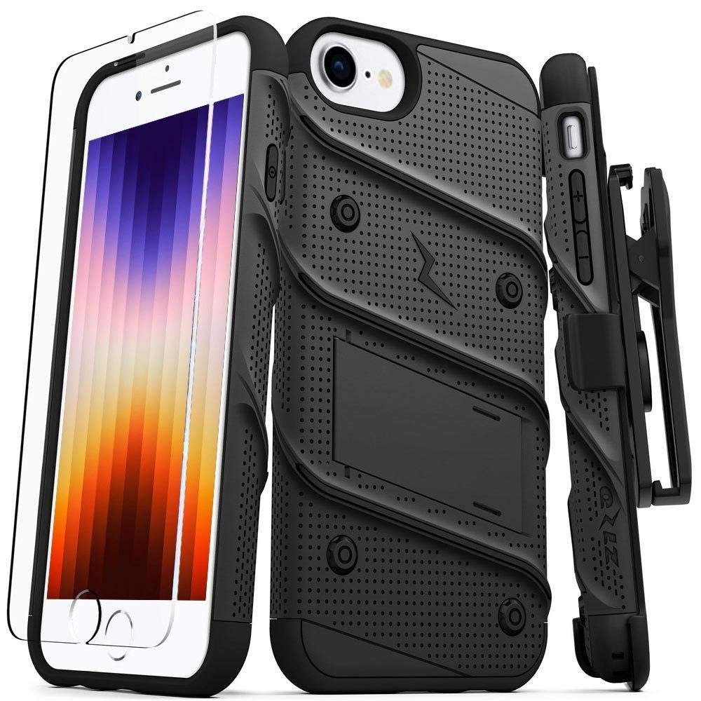 FITSU Handyhülle Hülle für iPhone SE 2022 Outdoor Case Handyhülle 4,7 Zoll,  Hülle für iPhone SE 2022 inkl. Schutzglas mit Gürtelclip Outdoor Case