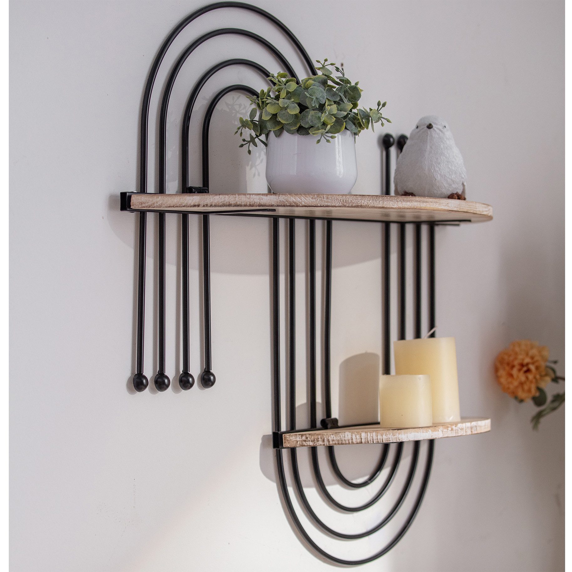 K&L Wall Art Deko-Wandregal Holz Metallregal Landhaus Hängeregal Vintage Ho günstig online kaufen