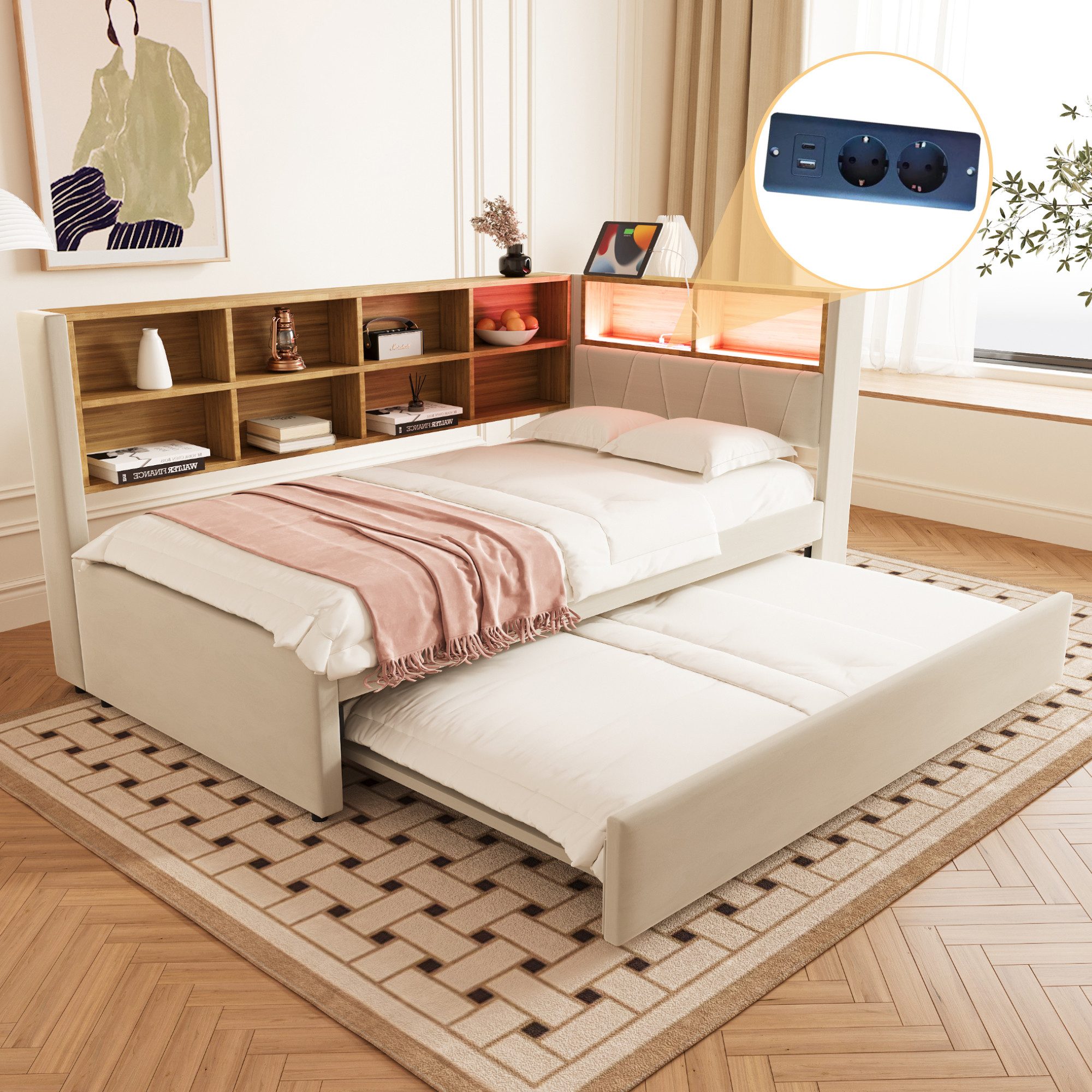 OKWISH Kinderbett Schlafsofa Funktionsbett Stauraumbett (Multifunktionales günstig online kaufen