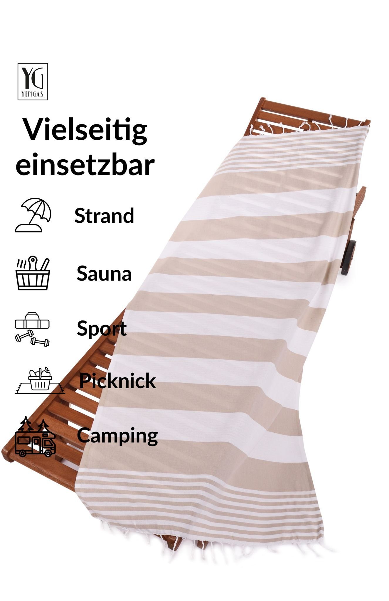 YENGAS Hamamtuch, Saunatuch, Strandtuch, Peshtemal, 95x175cm, günstig online kaufen