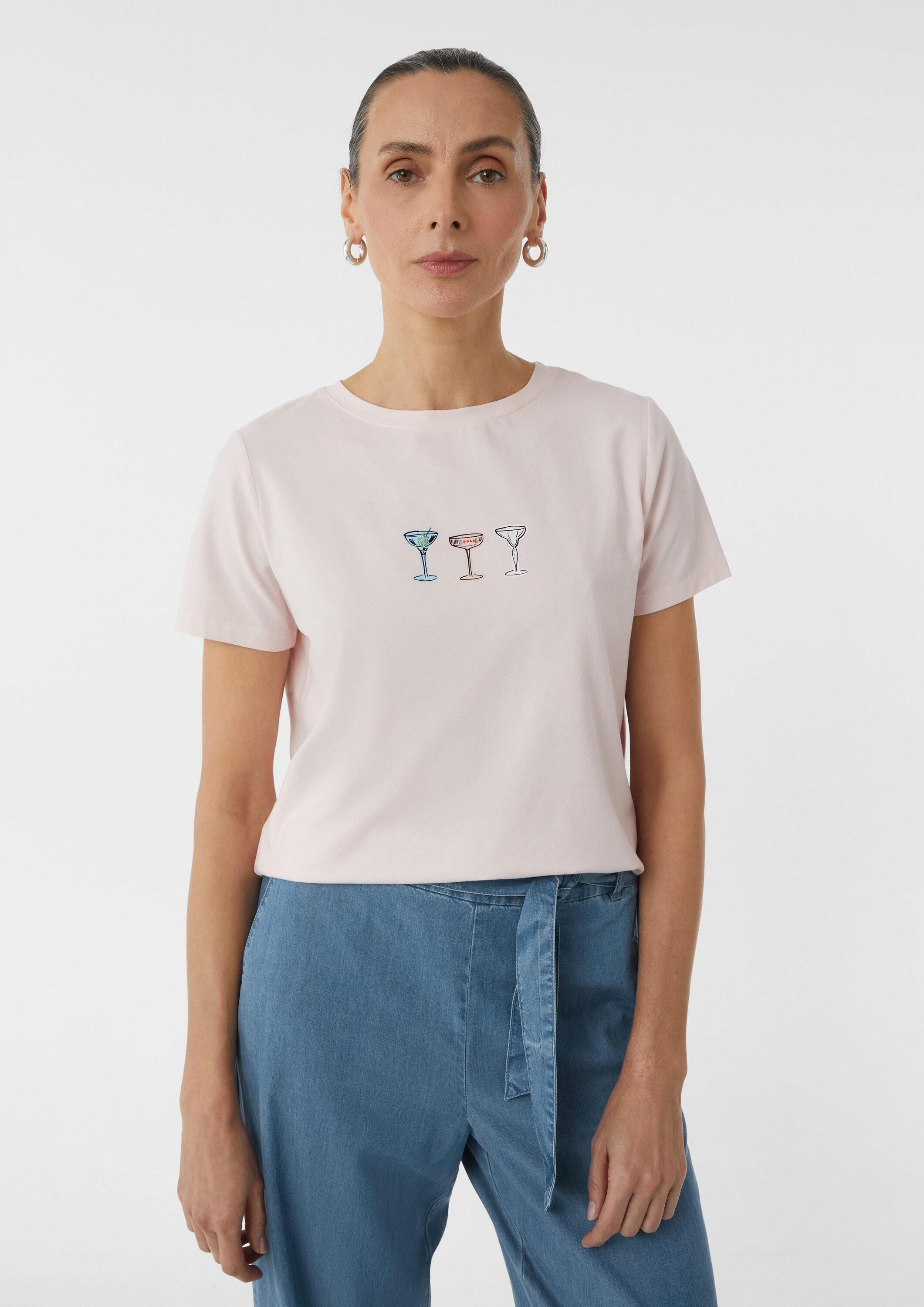 comma Kurzarmshirt T-Shirt Jersey-T-Shirt aus Baumwollmix günstig online kaufen