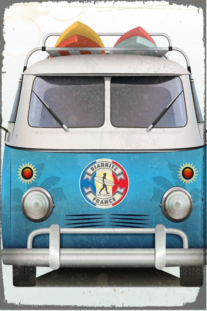 Metallbild Camping Bus