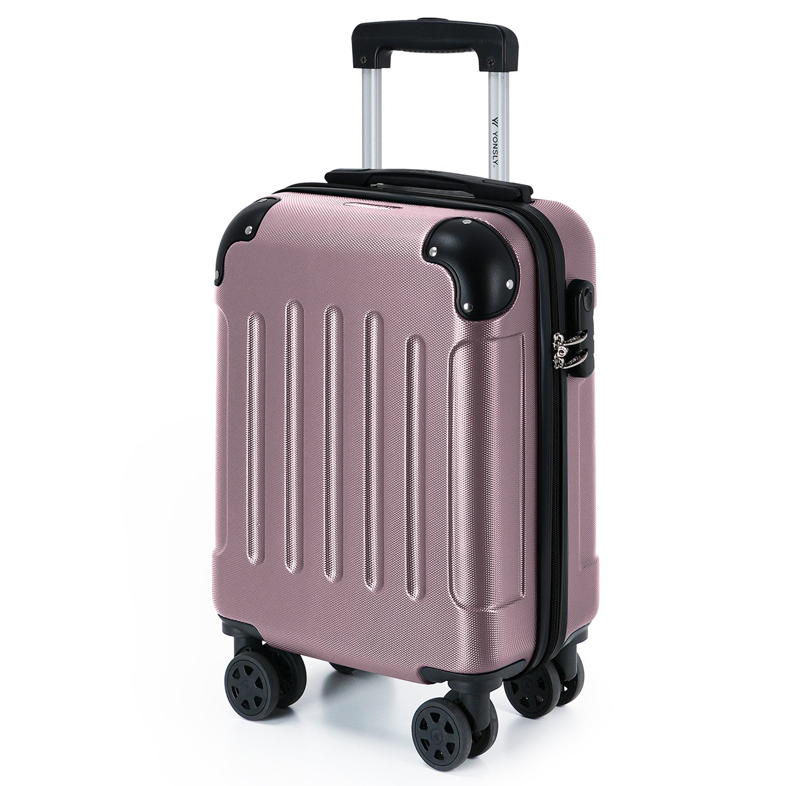 YONSLY Hartschalen-Trolley Hartschalen-Reisekoffer Trolley Rollkoffer in S/M/L/XL Größen, 4 Rollen, mit 360°-Lenkrollen, Zahlenschloss und mehrstufigem Teleskopgriff